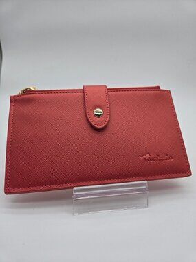 Travelambo Womens Faux Leather Wallet With Zipper And Snap Closure Slim Design C
